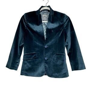 Appaman Fine Tailoring Boys Teal Blue Velvet Blazer Jacket Size 10 Formal